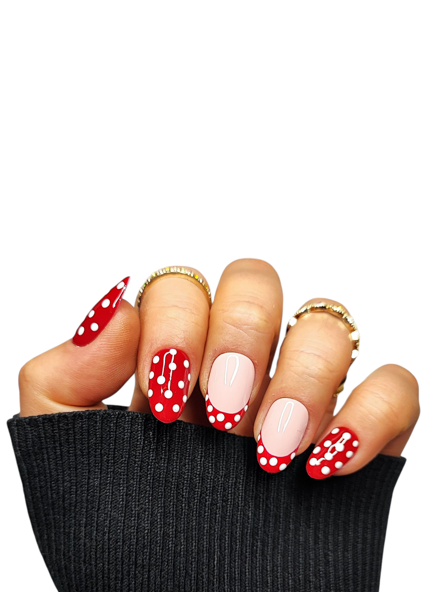 Rote Polka Dot Press On Nails
