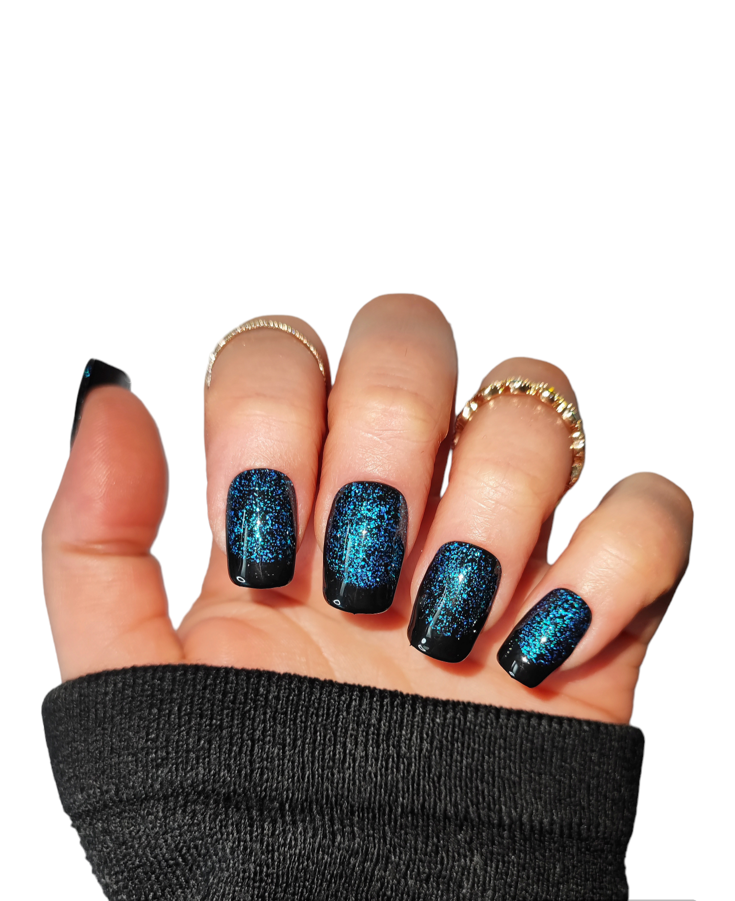 Blue Flakes  Press On Nägel mit blauen Glitzerflakes | MEVANAILS