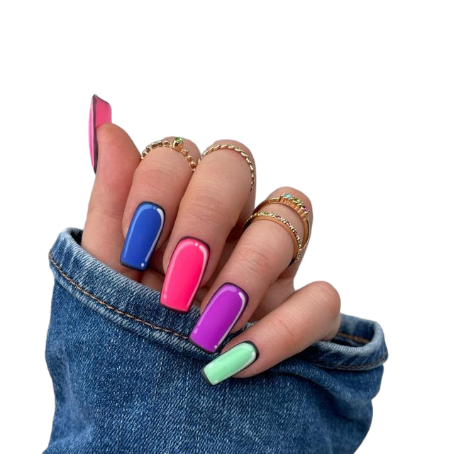 Press On Nails Cartoon Rainbow