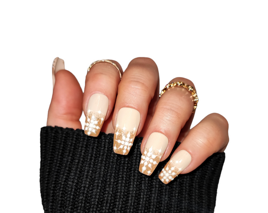 French Gold Nägel für Weihnachten | Press Ons MEVANAILS