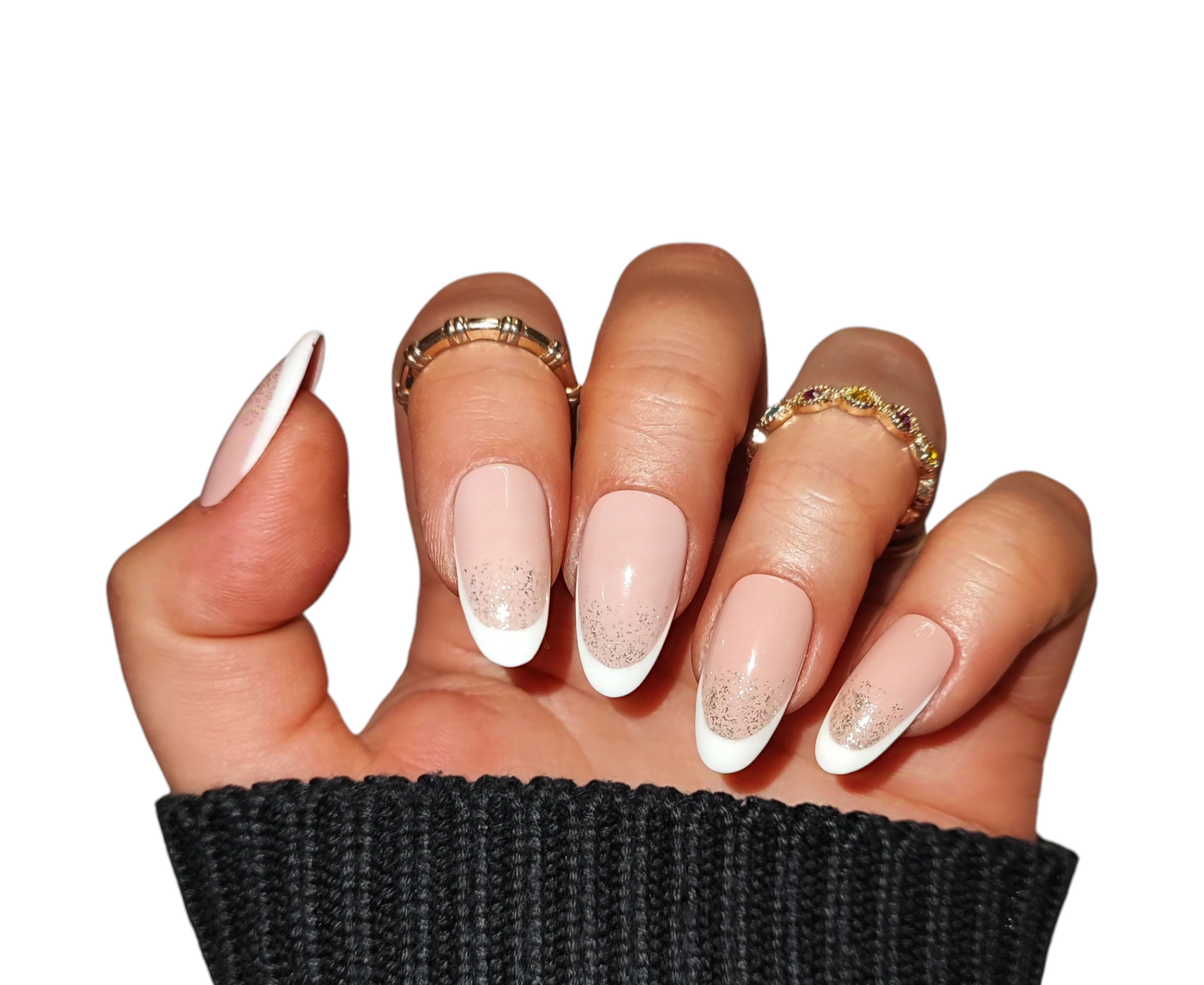 Glitzer French – Elegante Press On Nails mit Glitzer | MEVANAILS